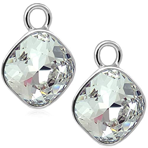 Charm Anhänger 2 Stück 925 Sterling Silber Denim Blue für Creolen Markenkristalle NOBEL SCHMUCK im Sale
