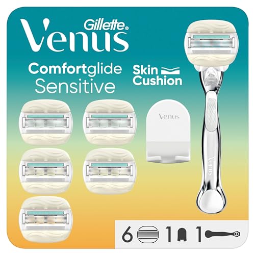 Gillette Venus Comfortglide 5 Sensitive, Rasierer Damen, Damen Rasierer + 6 Ersatzklingen im Sale