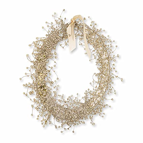 Loberon Kranz Ebyin, mit edlen Zierperlen, winterliche Eleganz, Wohn-Accessoire, Weihnachtsdekoration, Weihnachten, Eisendraht, Stahl, Acryl, Silber im Sale