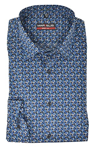 Marvelis Men's Business Shirt Body Fit Kent Collar Extra Long Sleeve 69cm Pattern Blue, Collar Size: 40 on Sale
