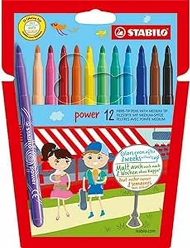 Filzstift - STABILO power - 12er Pack - mit 12 verschiedenen Farben im Sale