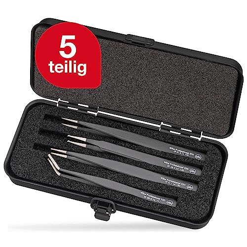 Wiha SMD Tweezers Set Professional ESD Mixed | 5-piece set including storage box | for electronic repairs | Precision tweezers | Electrical tweezers (32349) on sale