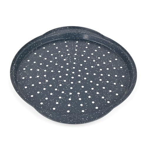 Russell Hobbs RH01003EU Pizza Backblech rund mit Löchern, Nightfall Stone 37cm rund Backform, antihaft Knusperblech, Karbonstahl Ofenblech, Knoblauchbrot & Flammkuchen, BPA/PFOA-frei im Sale
