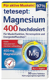 Thumbnail for tetesept Magnesium 400 hochdosiert – Nahrungsergänzungsmittel mit Magnesium – leicht schluckbare Magnesium Tabletten für aktive, normale Muskeln*– 1 x 30 Tabletten im Sale