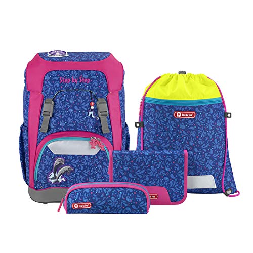 Step by Step Schulranzen-Set Giant „Dark Cat Chiko“ 5-teilig, ergonomischer Tornister, höhenverstellbar mit Hüftgurt, für die Grundschule, ab der 1. Klasse, 23L, grau-grün-schwarz, Panther-Design im Sale