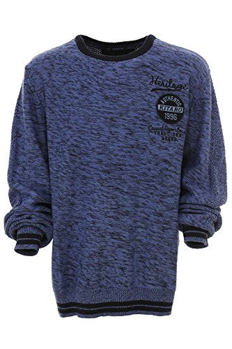 Kitaro Pullover Herren Baumwolle Plusgröße, Herrengrößen:3XL, Farbe:blau im Sale