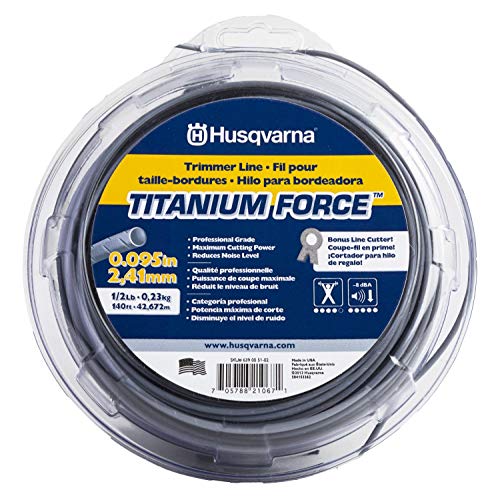 Husqvarna Titanium Force 0,095 Zoll / 45,6 m Spulenfaden für Rasentrimmer, professionelle Qualität, Copolymer-Unkrautfresser-Faden
