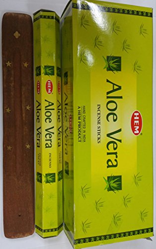 Sterling Effectz Aloe Vera-Räucherstäbchen, 6 Packungen à 20 Stäbchen = 120 Stäbchen mit Räucherstäbchenhalter