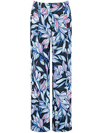 Thumbnail for Gerry Weber Damen Gemusterte Leinenhose Wide Leg floral, Gemustert reguläre Länge Blau/Lila/Pink Druck 38 im Sale
