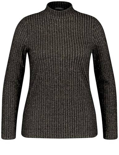 Samoon Damen Turtleneck-Shirt mit Glitzer-Effekt Langarm unifarben, Melange Black Gemustert 56 im Sale