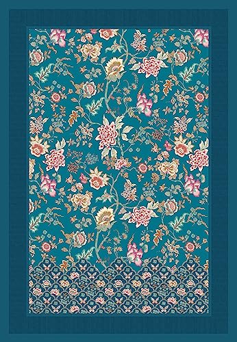 Bassetti Vicenza Plaid made of 100% cotton in turquoise/petrol B1, dimensions: 135x190 cm - 9326027 on sale