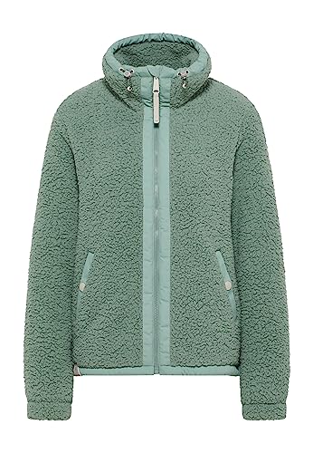 Ragwear NORDICKA women's sweat jacket, fleece sweat jacket, zip hoodie, stand-up collar, side pockets, green, on sale