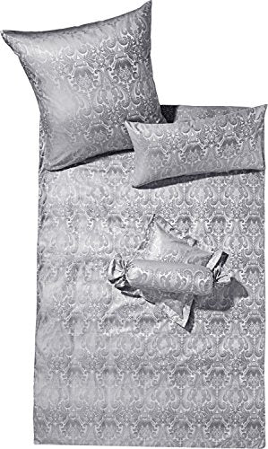 Curt Bauer Florenz 2680 Mako-Brokat-Damast Bettwäsche 155x200 + 80x80 1022-perlgrau im Sale