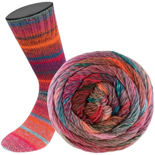 Lana Grossa MEILENWEIT 100g Rainbow 6403 - Graphite grey/coral/red/fuchsia/turquoise/dark red/grey/pink/bottle green/raspberry on sale
