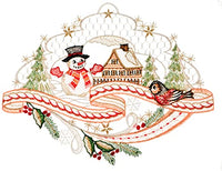 Thumbnail for Plauener Spitze Fensterbild Winter Schneemann und Landschaft 20x29 cm im Sale