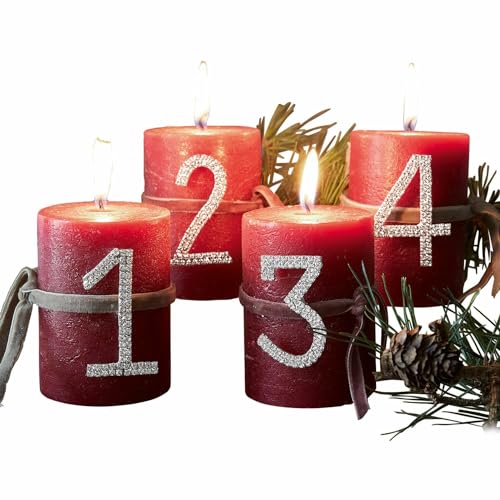 Loberon Deko-Pin 4er Set NIC, glitzerne Kerzenverzierung, Kerzendekoration, Adventskerzen, Adventskranz, Weihnachten, Weihnachtsdeko, Messing, Glas, Silber im Sale