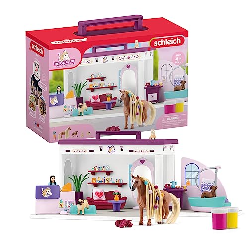 schleich HORSE CLUB 42614 Sofia's Beauties Tiere Beautysalon - 66-Teiliges Spielset Inklusive Pferd mit Mähne, Tierpflegerin, Welpe und Tiersalon plus Zubehör, Pferde Spielzeug ab 4 Jahre im Sale