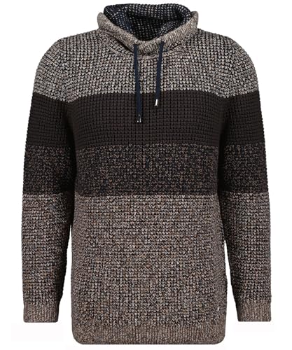 RAGMAN Herren Strickpullover Tweed, gestreift XXL, Taupe-Grau mouliniert-187 im Sale