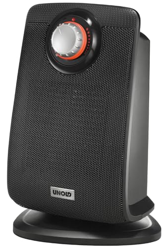 Unold 86445 Ceramic Fan Heater - Black, up to 2000 watts, fan function, 4-stage thermostat, 75° oscillation, light and quiet, overheating protection, carrying handle, IP21 drip-proof on sale