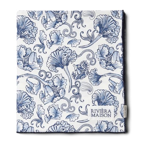 Riviera Maison tablecloth white with blue floral print, large rectangular tablecloth 270x150 cm cotton table linen - Floral Island Table Cloth - (LxW) 270x150 on sale