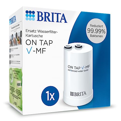 BRITA filter cartridge ON TAP V-MF for ON TAP Pro V-MF water filter for the tap (600l) - replacement cartridge reduces 99.99% of bacteria, chlorine, microplastics and metals such as lead and copper