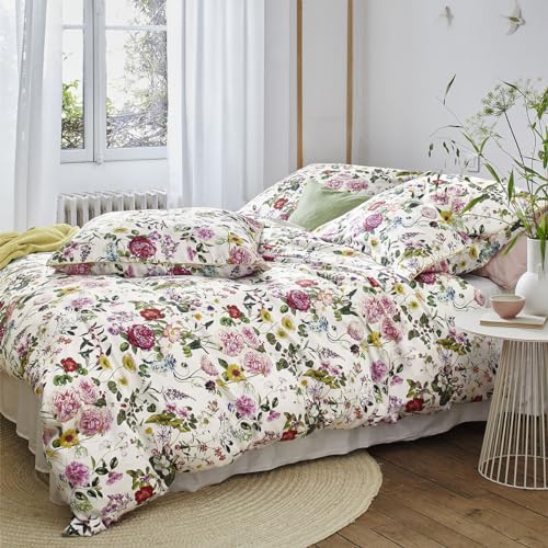 Irisette Mako-Satin Bettwäsche Glamour Mariestad weiß 1 Bettbezug 135 x 200 cm + 1 Kissenbezug 80 x 80 cm im Sale