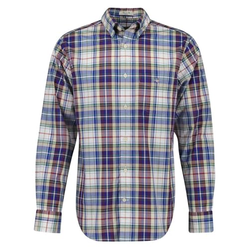 GANT Herren Reg Poplin Tartan Check Shirt Hemd, Deep Forest Green, im Sale