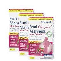 Thumbnail for tetesept Femi Complex Mannose plus Cranberry – Zum Erhalt normaler Schleimhäute dank Vitamin B3 – Pulver mit 2000 mg D Mannose– 3 x 8 Portionsbeutel im Sale