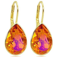 Thumbnail for NOBEL JEWELRY Earrings 925 Sterling Silver Gold Crystal Hinged Clasp Earrings on Sale