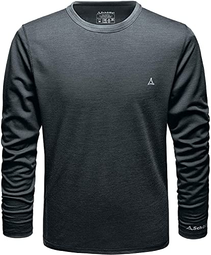Schöffel Herren Merino Sport Shirt 1/1 Arm M, temperaturregulierendes Langarmshirt, atmungsaktives Funktionsunterwäsche-Shirt in Wollqualität, anthrazit, im Sale