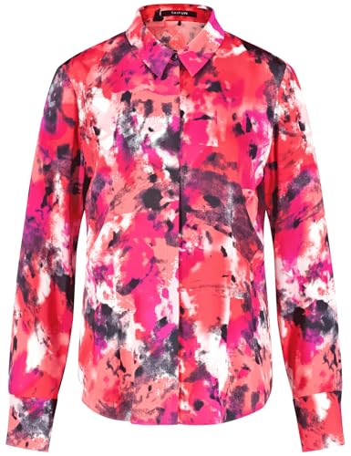 Taifun Damen Taillierte Hemdbluse mit Allover-Print Langarm, Manschetten Gemustert Geranium Gemustert 38 im Sale