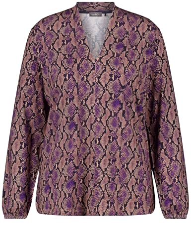 Samoon Damen Langarmshirt mit farbigem Schlangenprint Langarm Gemustert, Animal-Print Caramel Gemustert 50 im Sale