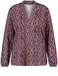 Thumbnail for Samoon Damen Langarmshirt mit farbigem Schlangenprint Langarm Gemustert, Animal-Print Caramel Gemustert 50 im Sale
