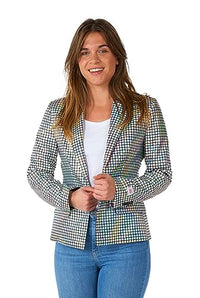 Thumbnail for OppoSuits Damen-Blazer - Discoballer-Anzugjacke - Holografisches Silber - Partykostüm