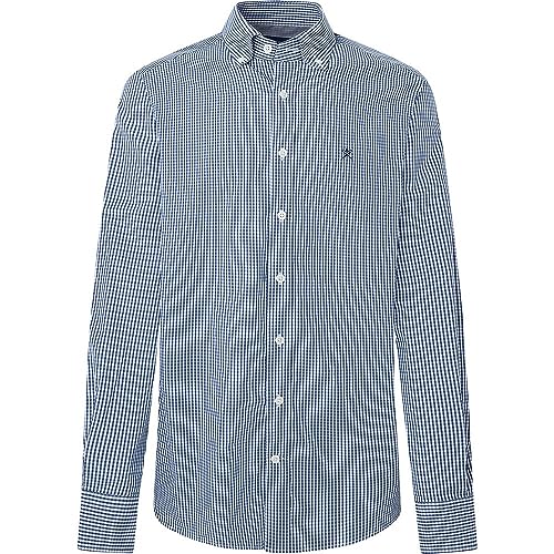 Hackett London Herren Essentielles Gingham Hemd, Weiß (Weiß/Blau), im Sale