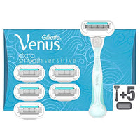 Thumbnail for Gillette Venus Extra Smooth Sensitive Rasierer Damen mit Feuchtigkeitsstreifen für Hautschutz, Damenrasierer + 6 Rasierklingen im Sale