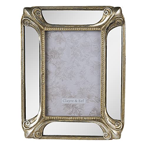 Clayre & Eef Bilderrahmen 10x15 cm Goldfarbig Kunststoff Rechteckig Bilder Rahmen Fotorahmen Foto Rahmen im Sale