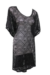 Thumbnail for Tchibo TCM Tunika in Häkeloptik Strandkleid Strandbekleidung Sarong Kleid schwarz im Sale