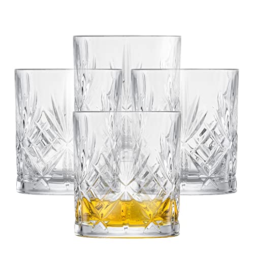 SCHOTT ZWIESEL Whiskyglas Show (4er-Set), anmutige Tumbler für Whisky mit Relieff, spülmaschinenfeste Kristallgläser (Art.-Nr. 121877), Kristall im Sale