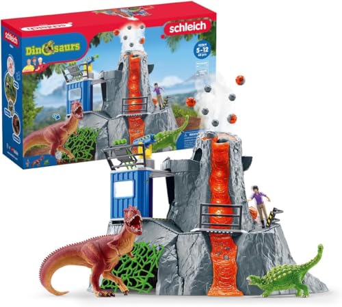 schleich 42564 DINOSAURS Große Vulkan Expedition, Dinosaurier Spielzeug Set inkl. Vulkan mit LED-Licht- & Ausbruchsfunktion, Forscherin Figur & 2 Dinosaurier Figuren, Altersempfehlung 5-12 Jahre im Sale