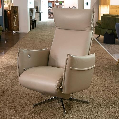 Erpo Sessel Relax Leder 42.210 Pearl Sternfuß Hochglanz Poliert im Sale