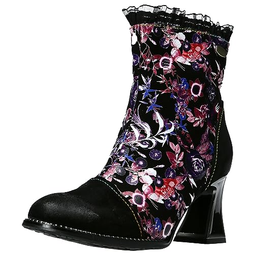 Laura Vita women's ankle boots leather tulle ruffle block heel Jacbo 12, on sale