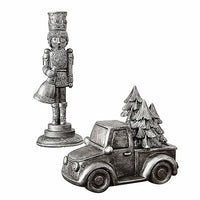 Thumbnail for Loberon decorative figure set of 2 Mariola, hand-painted, tin figure look, Christmas figures, Christmas decoration, Christmas, polyresin, antique silver on sale