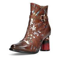 Thumbnail for Laura Vita Damen Stiefelette floral Blumen Muster Nieten Blockabsatz Gucstoo 23, im Sale