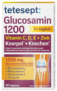 Thumbnail for tetesept Glucosamin 1200 - 1 x 30 Tabletten - Ergänzungspräparat mit Glucosamin und hochdosiertem Vitamin D3 & Vitamin C - für gesunde Knochen und Knorpel (Nahrungsergänzungsmittel) im Sale