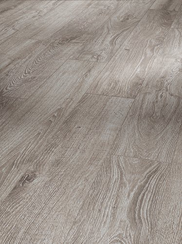 Parador Basic 400V Laminat hochwertig mit 4-V-Mini-Fuge Eiche lichtgrau dunkel wP1426530 im Sale
