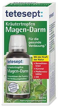 Thumbnail for tetesept Kräutertropfen Magen-Darm – für die gesunde Verdauung* – Natürlich wirksam mit Benediktenkraut, Kümmel, Pfefferminzblättern und Dill – 1 x 50 ml