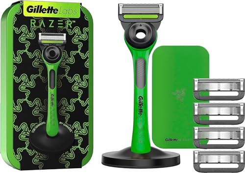 Gillette Labs Nassrasierer Herren, Rasierer mit Reinigungs-Element + 5 Rasierklingen, Geschenk für Männer, Premium-Magnetdock im Sale