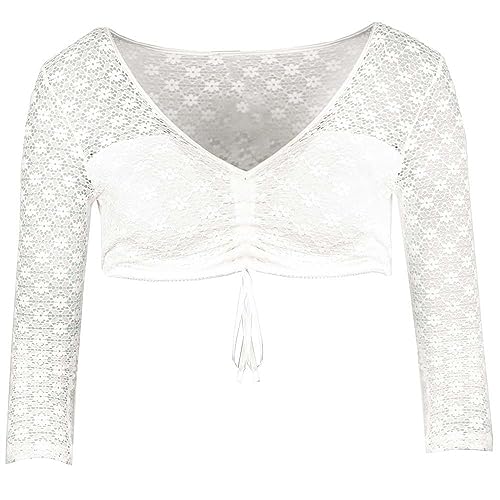 Nina von C. Dirndlbluse 16 471 963 0 Spitze | Damen Dirndl-Bluse V-Ausschnitt 3/4-Arm Ecru | Blümchen Gr 40