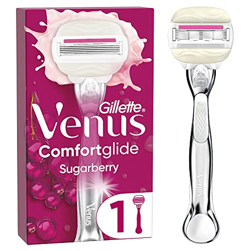Gillette Venus Comfortglide Sugarberry Rasierer Damen, Damenrasierer + 1 Rasierklinge mit 5-fach Klinge, Frauen Geschenk im Sale